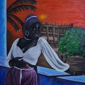 Gemälde, At The Other Side Waiting - 21st Century, Contemporary, Figurative, Fashion, Love, Ogbonna Francis