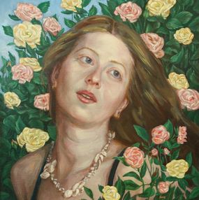 Gemälde, Portrait de Femme dans Roseraie, Serge Kalinowski