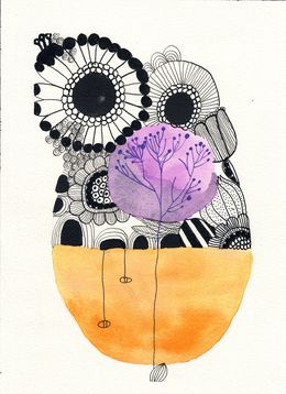 Gemälde, Arbre caillou fleurs, Gris De Garance