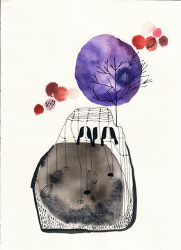 Painting, Arbre caillou baillant aux corneilles, Gris De Garance