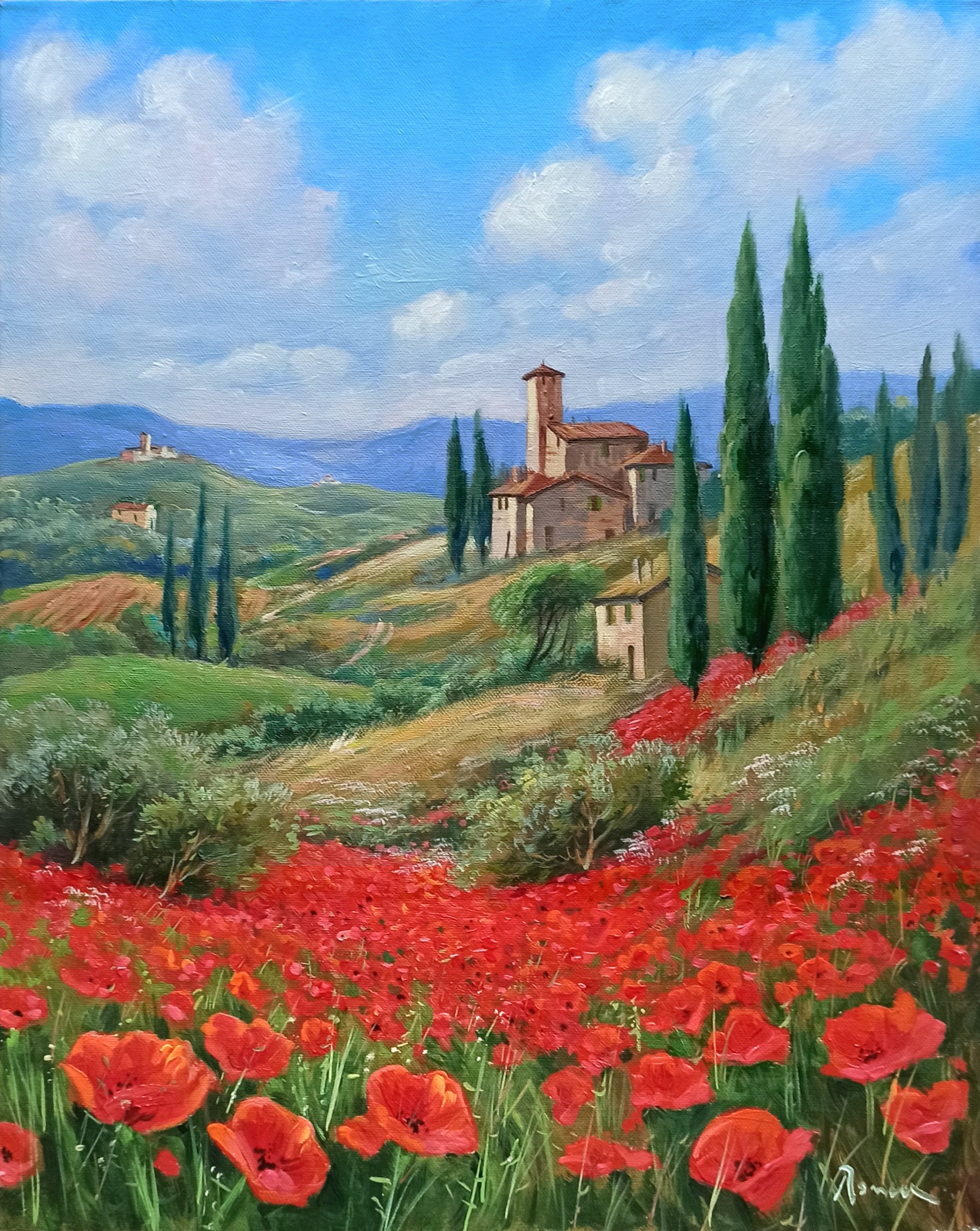 Domenico Ronca, Red passion in the countryside - Tuscany landscape Domenico Ronca, Red passion in the countryside - Tuscany landscape