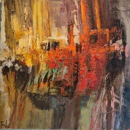 Peinture, La Barque Rouge. (Port de Boulogne sur Mer), Jacques Gorde