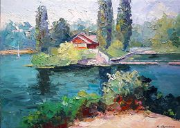 Painting, The house by the river, Boris Serdyuk