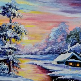 Painting, Winter in the village, Lilya Volskaya