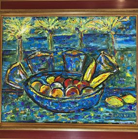 Gemälde, Coupe de fruits aux palmiers, Jacques Bronner