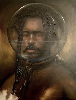 Painting, Overboard II - 21st Century, Surrealism, Figurative Painting, Portrait, Modern, Aladejare Ayodeji