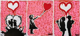 Painting, love (triptych) a tribute to Banksy, Dr. Love