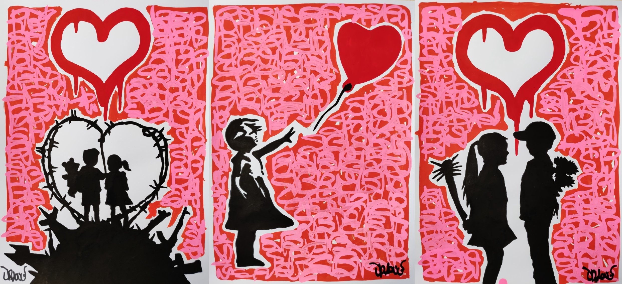 Dr. Love, love (triptych) a tribute to Banksy Dr. Love, love (triptych) a tribute to Banksy
