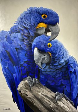 Painting, Pareja de guacamayos azules, Petterson Silva