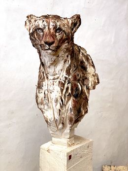 Sculpture, Grand buste de guépard, Jürgen Lingl