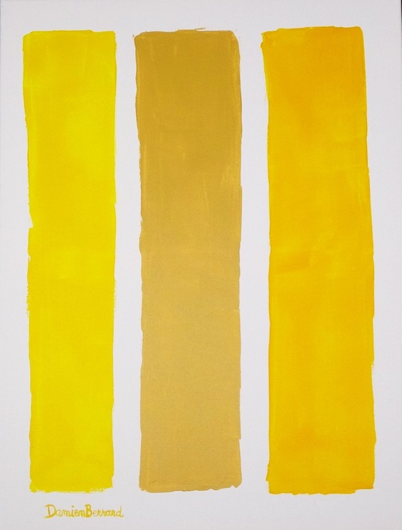 Damien Berrard, Color lines, yellow, Painting on canvas