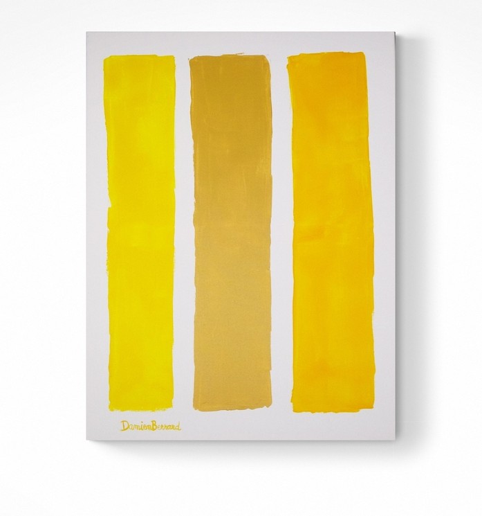 Damien Berrard, Color lines, yellow, Painting on canvas