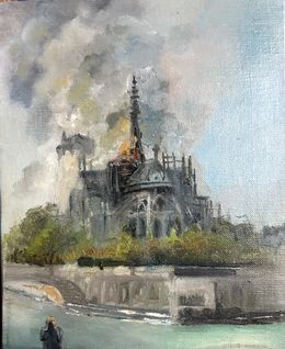 Gemälde, En ce jour Notre Dame enflammée, Lisbeth Buonanno