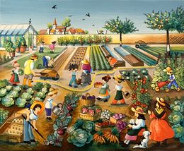 Painting, L'école des jardiniers, Charlotte Lachapelle