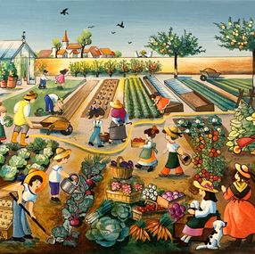 Gemälde, L'école des jardiniers, Charlotte Lachapelle