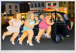 Print, Girls in a Taxi, Beryl Cook