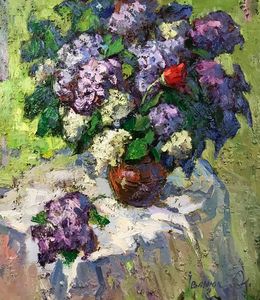 Painting, A bouquet of lilacs on the table, Ivanyuk Oleksiy