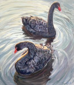 Peinture, Black swans, Evgeny Chernyakovsky
