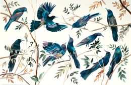 Painting, Grackles, Elizabeth Becker