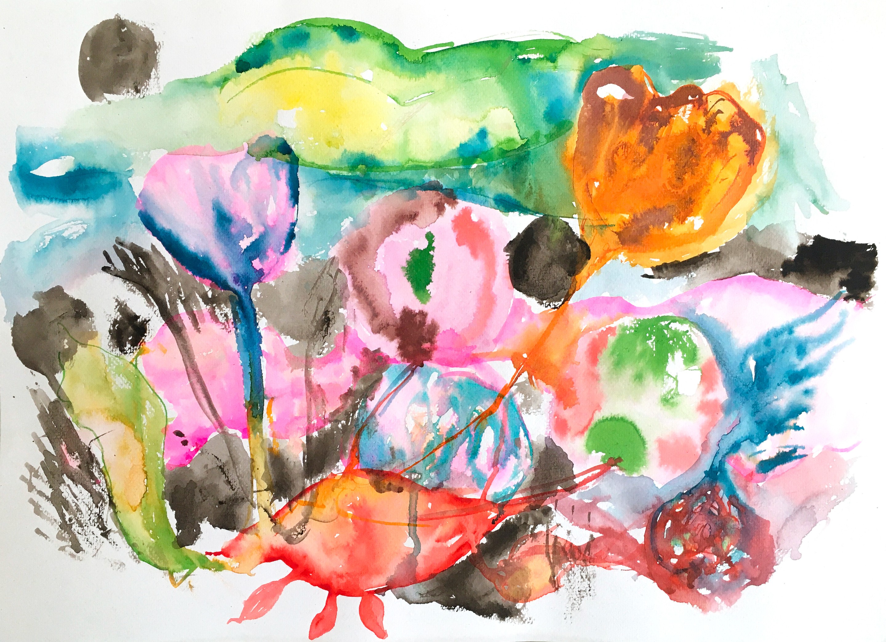 Isabelle Marie, Paysage aux fleurs roses Isabelle Marie, Paysage aux fleurs roses