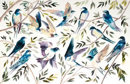 Painting, Tree Swallows, Elizabeth Becker