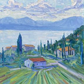 Gemälde, Summer evening on Lake Garda, Genia Sheyn