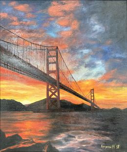 Painting, Golden Gate Bridge at Sunset, Maria Korshunova