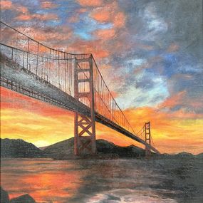 Gemälde, Golden Gate Bridge at Sunset, Maria Korshunova