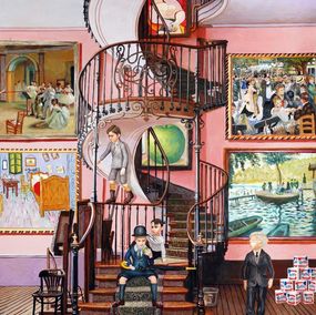 Gemälde, Vincent, Pablo, René and Andy meet Degas, Renoir, Van Gogh, Monet, Picasso, Magritte and Warhol, Gully