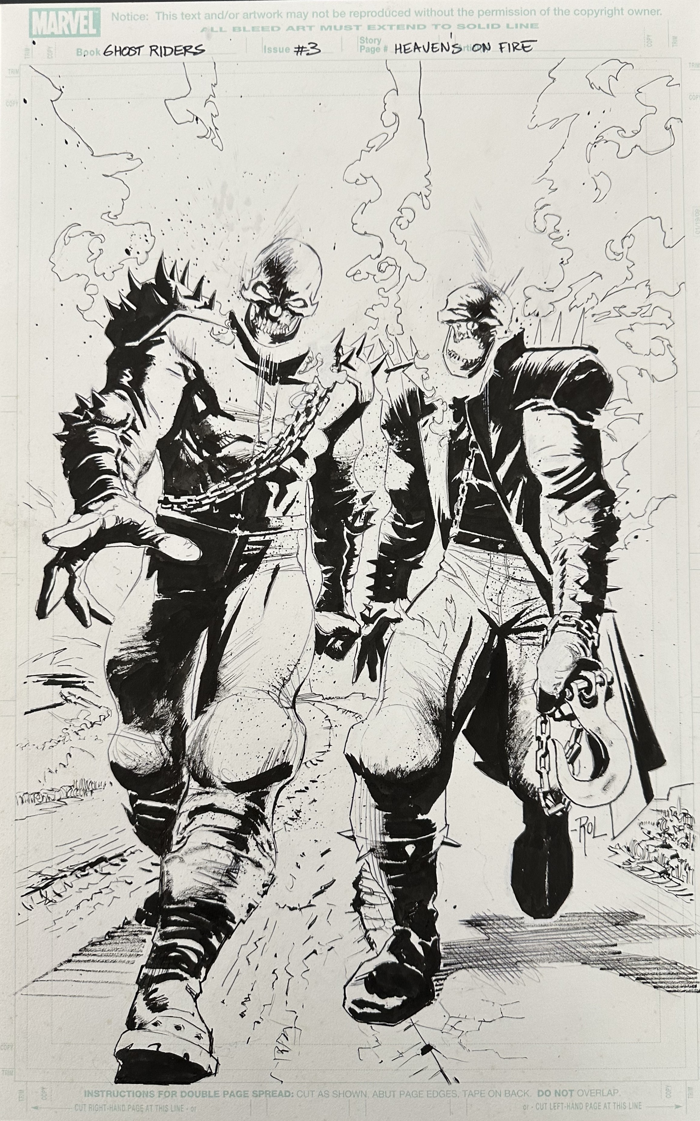Roland Boschi, Planche Originale Ghost Rider : Heaven's on Fire #3 page 7 Splash Page Roland Boschi, Planche Originale Ghost Rider : Heaven's on Fire #3 page 7 Splash Page