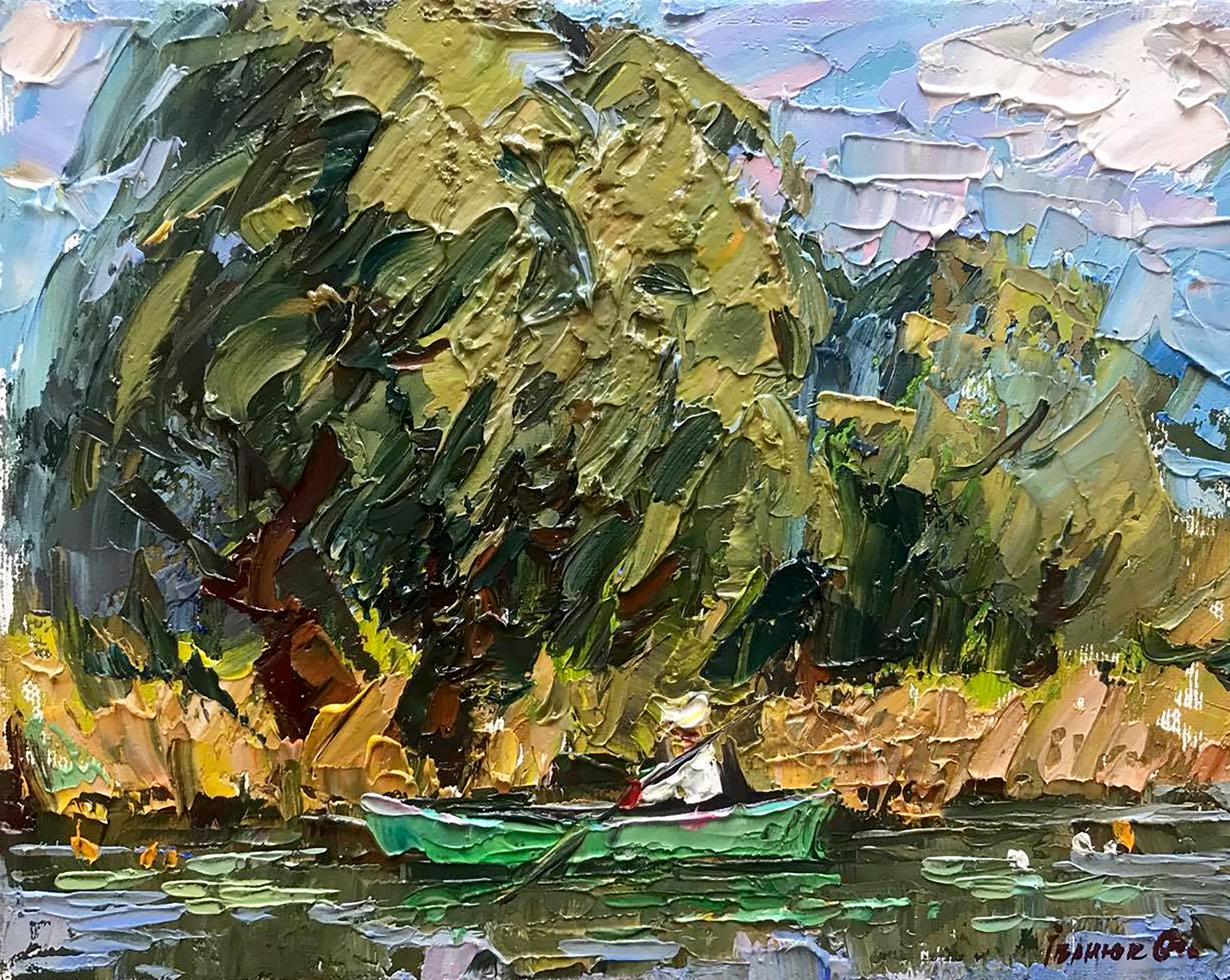Ivanyuk Oleksiy, The boatman floats on the river Ivanyuk Oleksiy, The boatman floats on the river