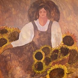 Painting, I will wait near sunflowers, Dasha Pogodina