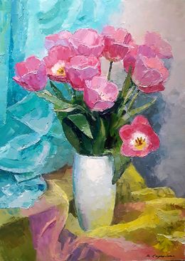 Peinture, Pink tulips, Boris Serdyuk