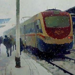 Painting, Station in winter, Yaroshevich Anastasia