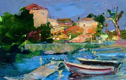 Peinture, Evening embankment in Croatia, Helen Shukina