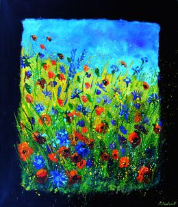 Painting, Wild field flowers, Pol Ledent