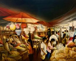Gemälde, Night Market, Raymond Poulet