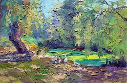 Painting, Landscape with geese, Boris Serdyuk