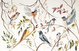 Painting, Birds on Branches, Elizabeth Becker