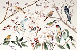 Painting, Birds on Branches No. 2, Elizabeth Becker