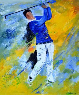 Painting, A golf player, Pol Ledent