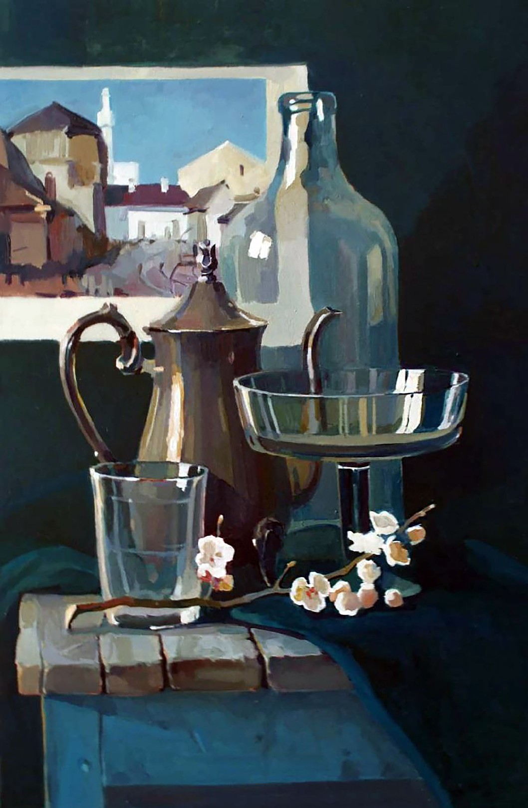 Yaroshevich Anastasia, Still life with a flowering branch Yaroshevich Anastasia, Still life with a flowering branch