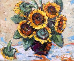 Gemälde, Sunflowers on the table, Ivanyuk Oleksiy