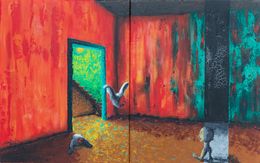 Painting, Between two worlds, Salma Mbarek