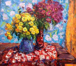 Painting, Chrysanthemum flowers, Oksana Ivanyuk