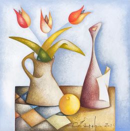 Painting, Tulips and Lemon, Sargis Zaqaryan