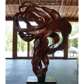 Sculpture, Rosewood scupture to be in the center of a room, because fascinating at 360°, Jean-Yves Sevestre