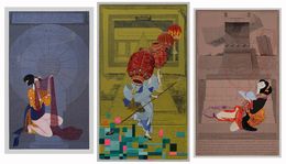 Painting, Geisha III, II and I. From The Piranesi Series, Ana Seggiaro