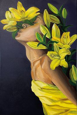 Peinture, The girl with lilies, Yulia Yudina