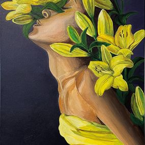 Gemälde, The girl with lilies, Yulia Yudina